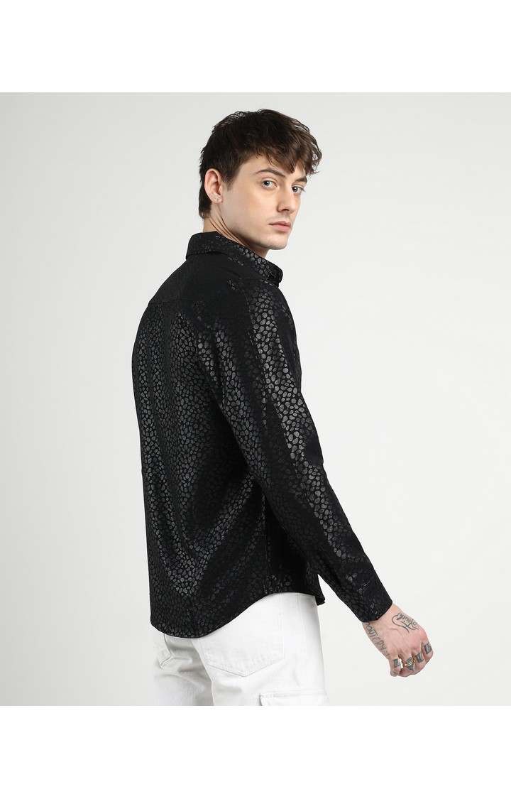 Men's Black Solid Casual Shirts