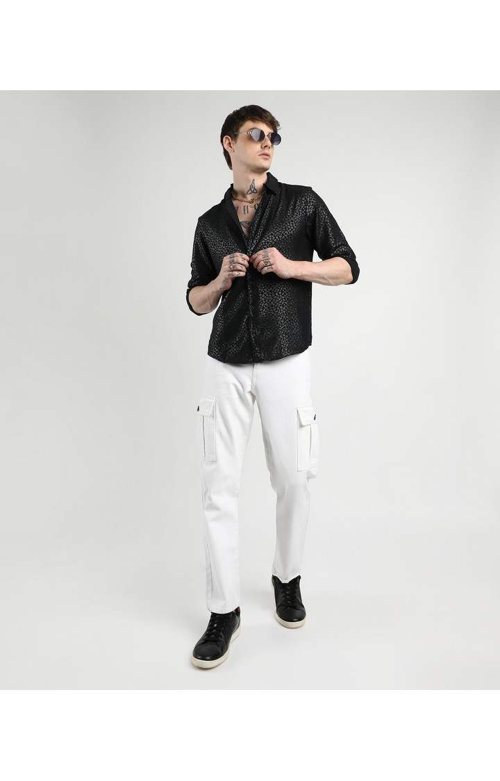 Men's Black Solid Casual Shirts