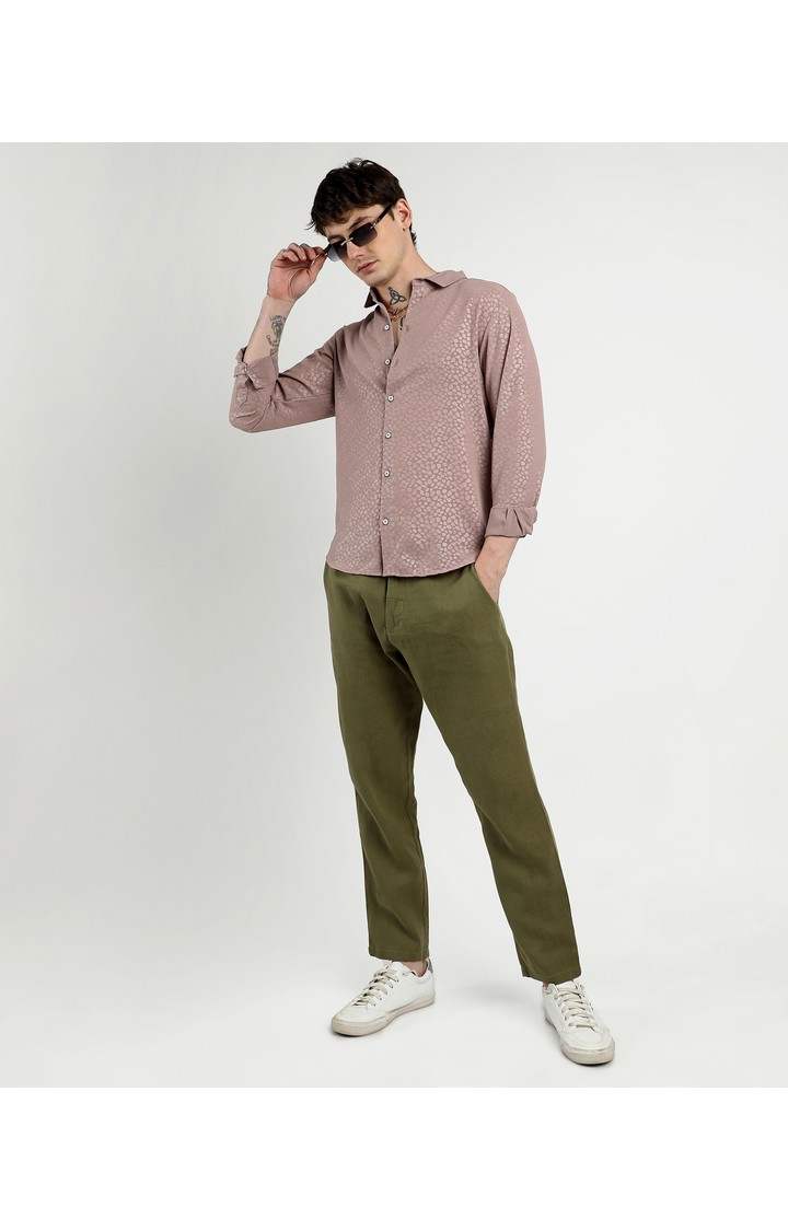 Men's Pink Solid Casual Shirts