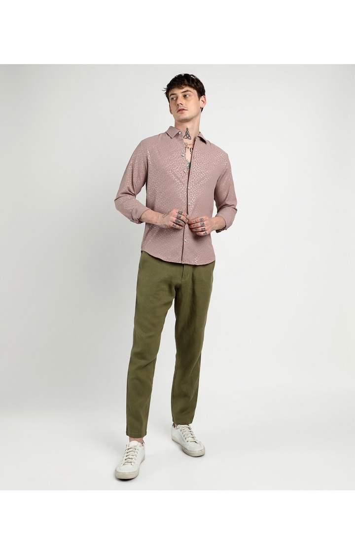 Men's Pink Solid Casual Shirts