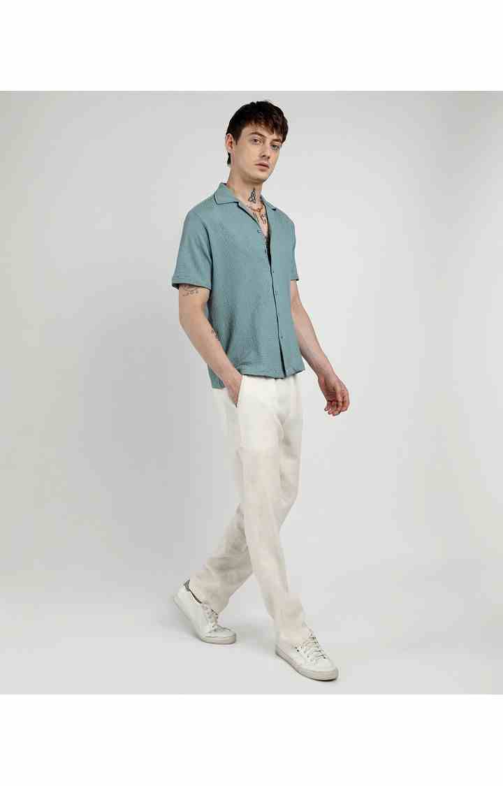 Men's Green Solid Casual Shirts