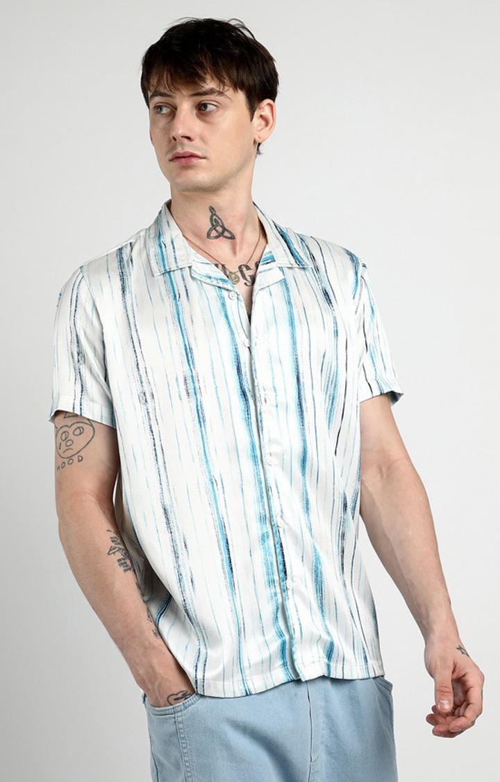 Men's White Printed Casual Shirts