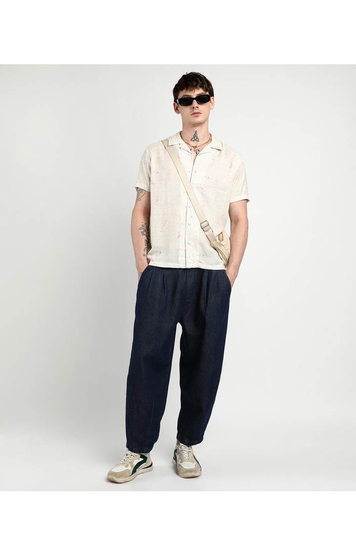 Men's White Printed Casual Shirts