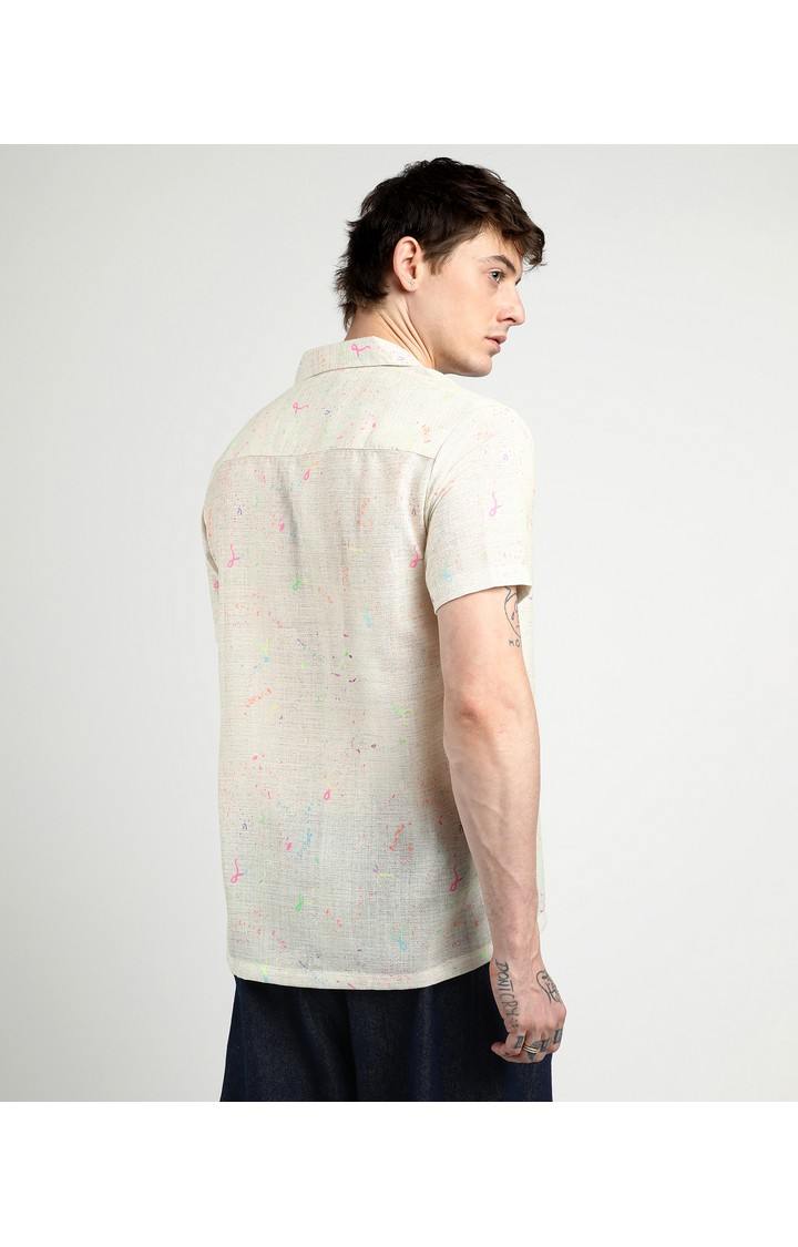 Men's White Printed Casual Shirts
