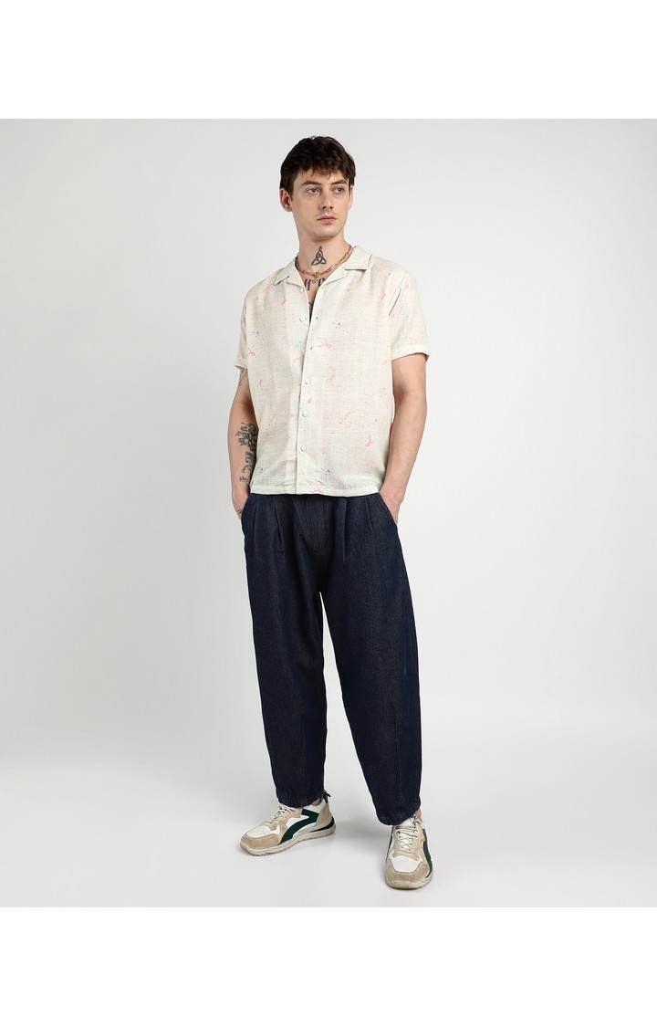 Men's White Printed Casual Shirts