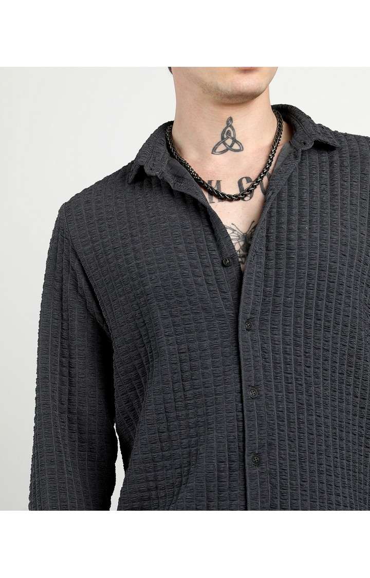 Men's Grey Solid Casual Shirts