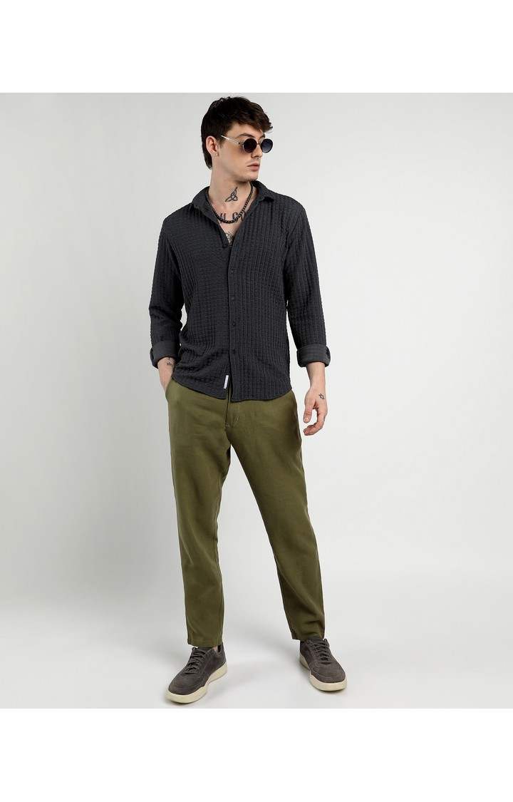 Men's Grey Solid Casual Shirts