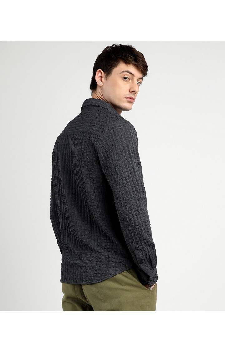 Men's Grey Solid Casual Shirts