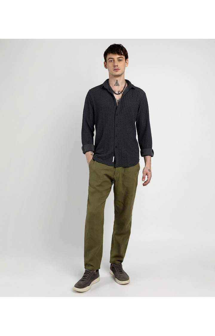 Men's Grey Solid Casual Shirts