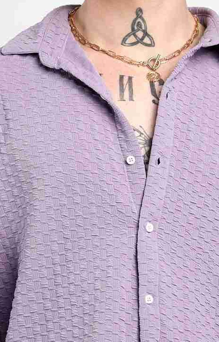 Men's Purple Solid Casual Shirts