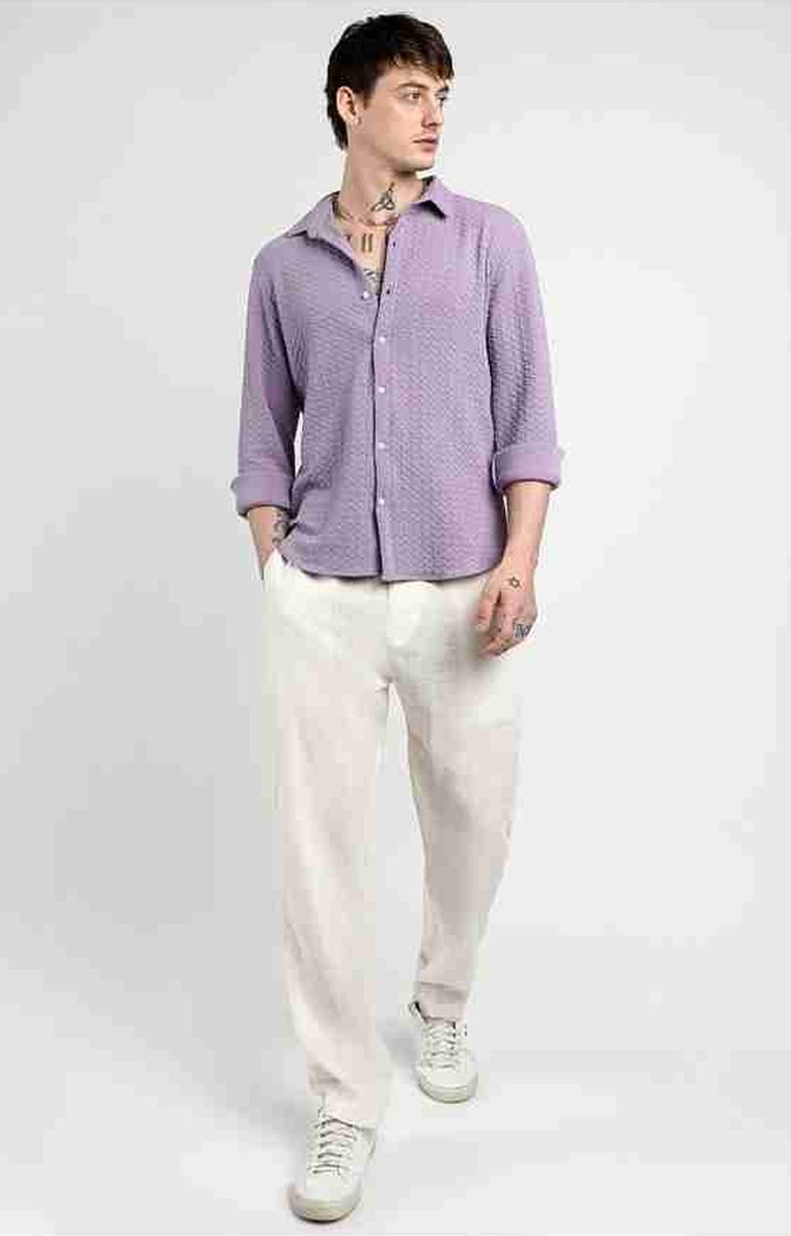 Men's Purple Solid Casual Shirts