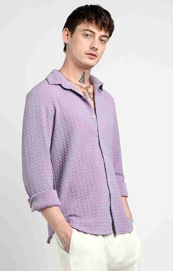 Men's Purple Solid Casual Shirts