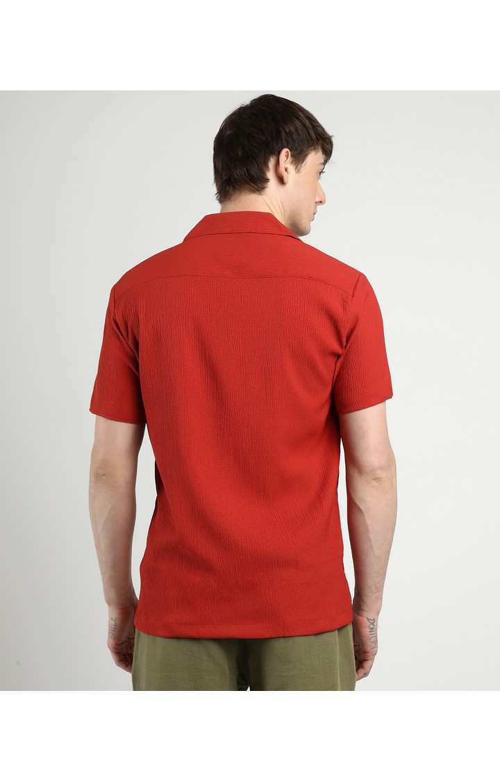 Men's Red Solid Casual Shirts
