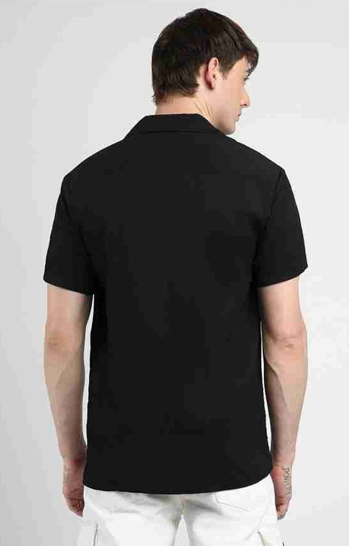 Men's Black Solid Casual Shirts