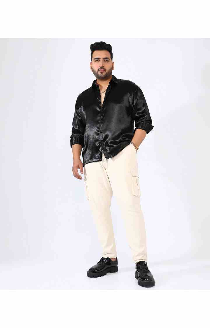 Men's Black Solid Casual Shirts
