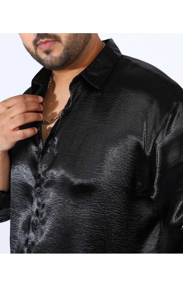 Men's Black Solid Casual Shirts