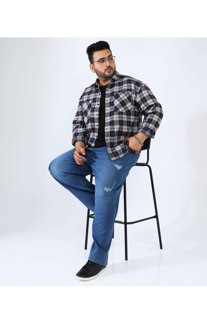Men's Blue Checked Casual Shirts