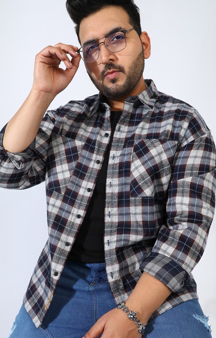Men's Blue Checked Casual Shirts