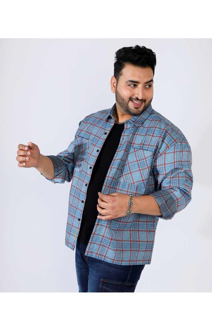 Men's Blue Checked Casual Shirts