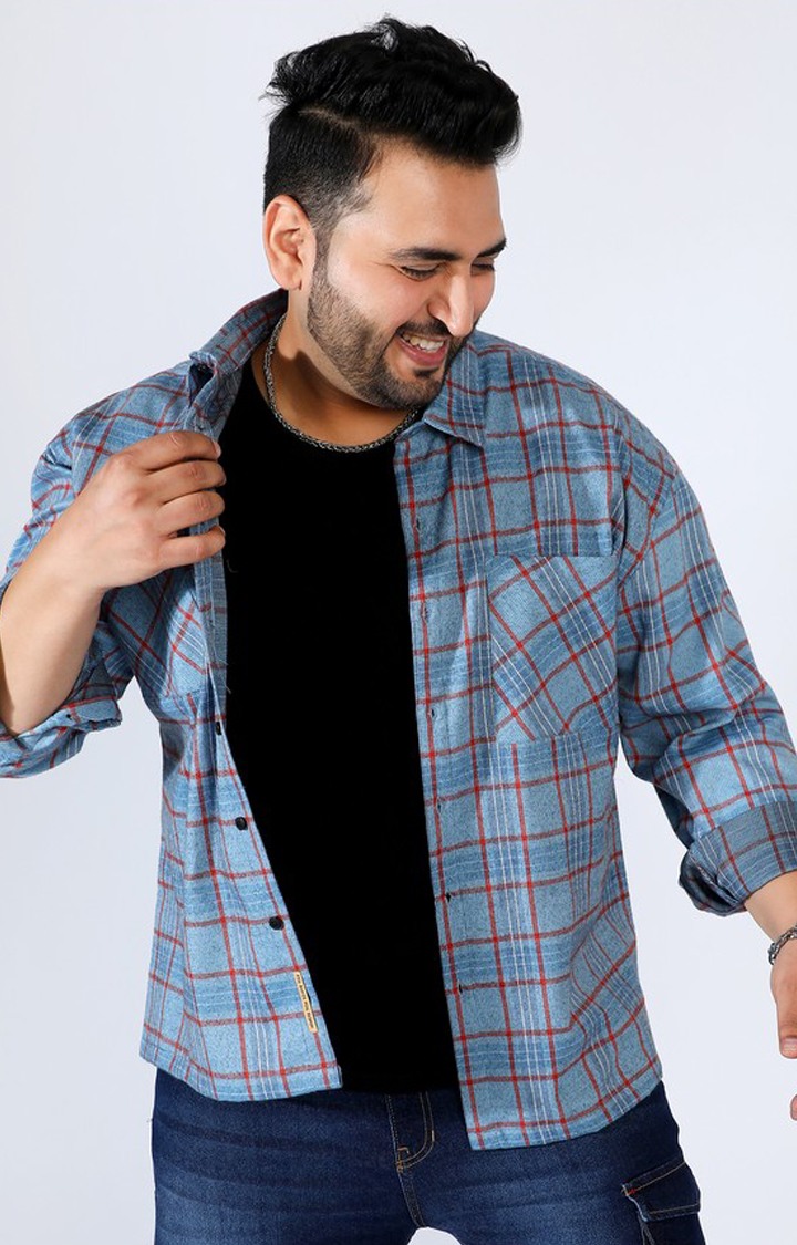 Men's Blue Checked Casual Shirts