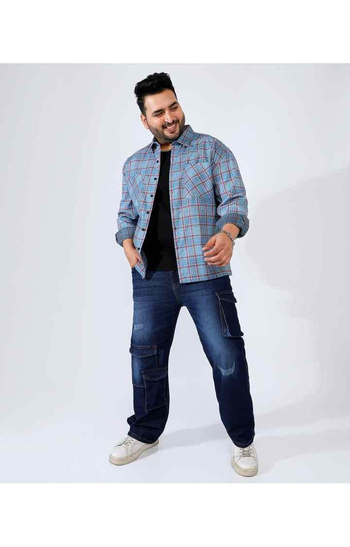 Men's Blue Checked Casual Shirts