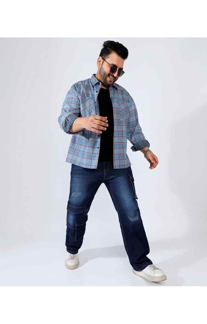 Men's Blue Checked Casual Shirts