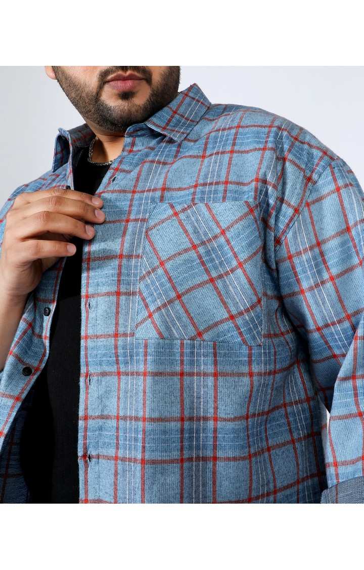 Men's Blue Checked Casual Shirts