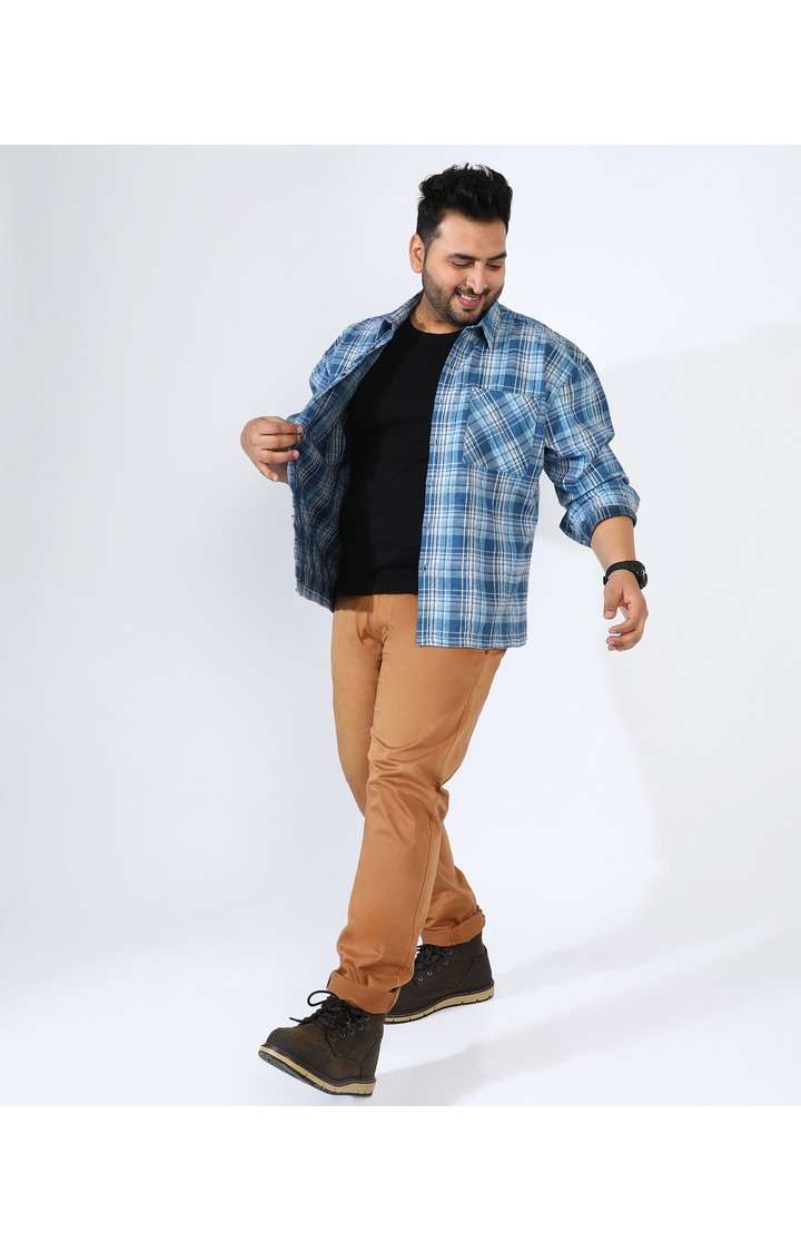 Men's Blue Checked Casual Shirts