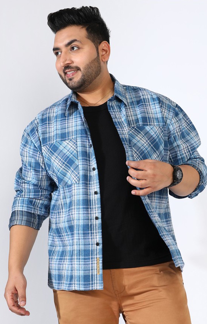 Men's Blue Checked Casual Shirts