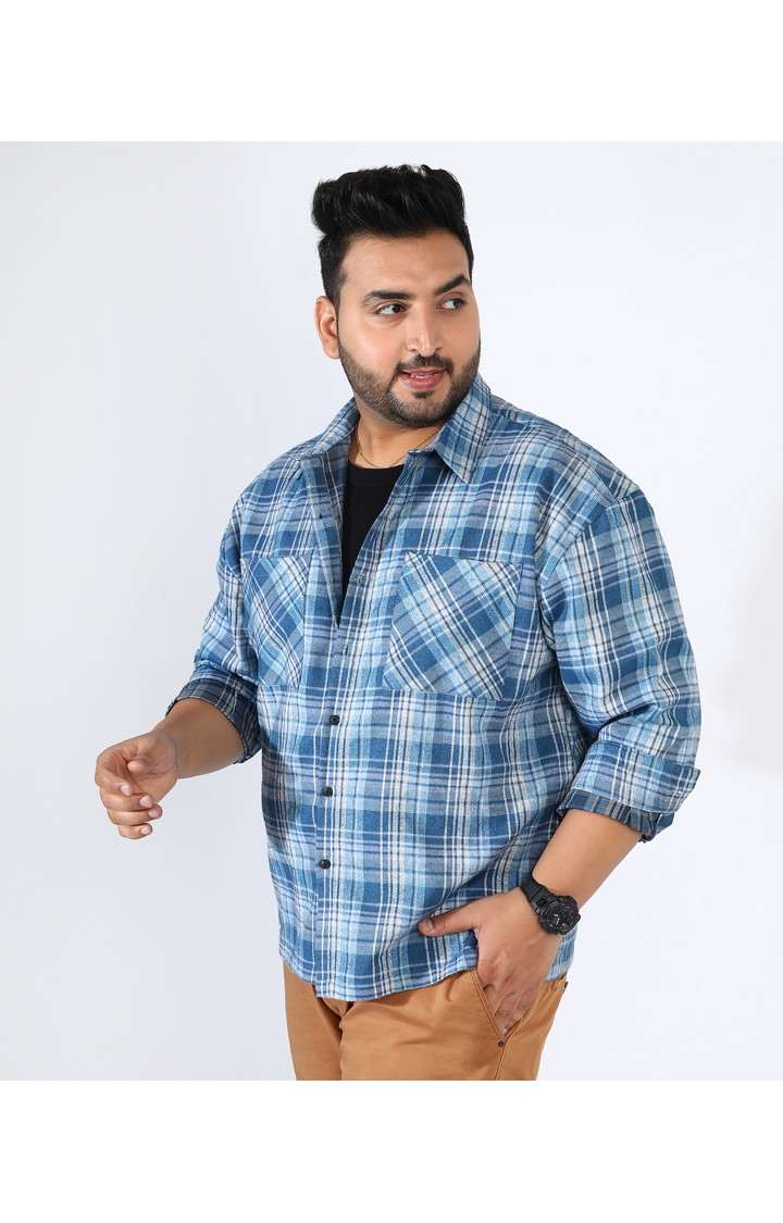 Men's Blue Checked Casual Shirts