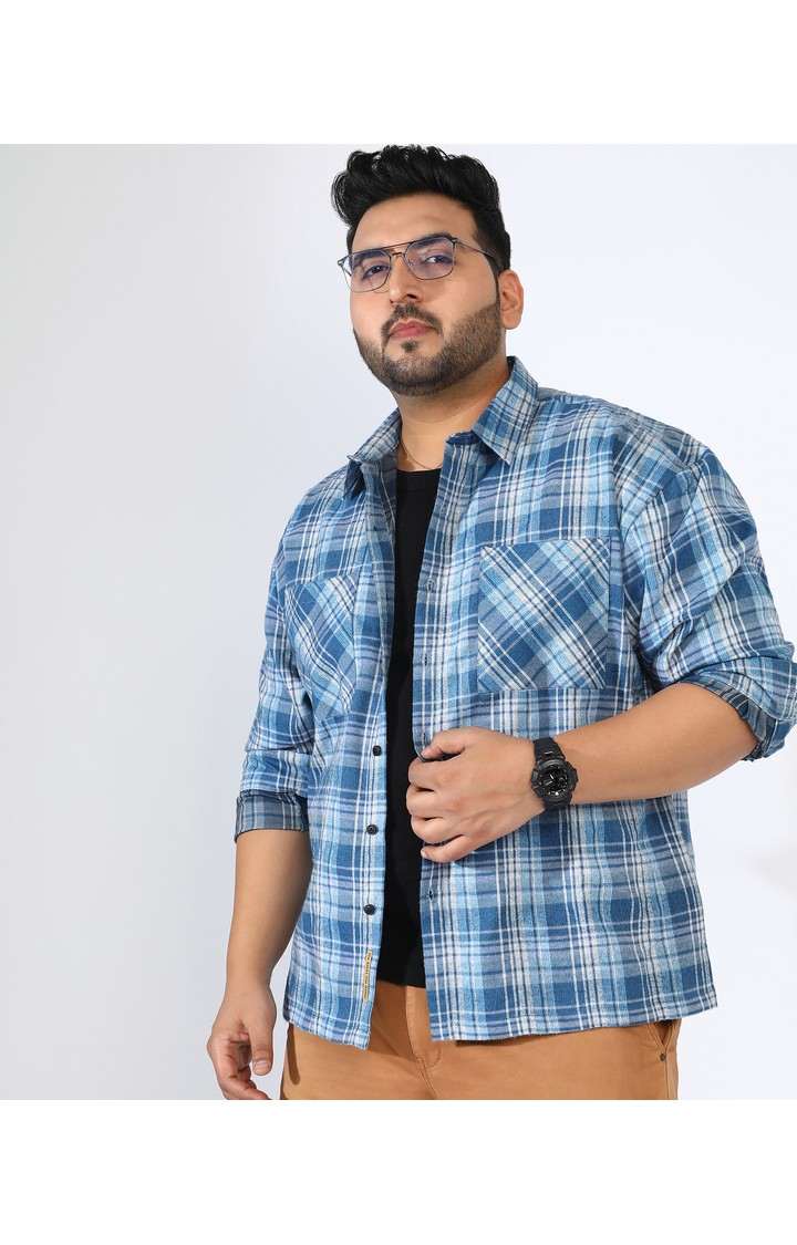 Men's Blue Checked Casual Shirts