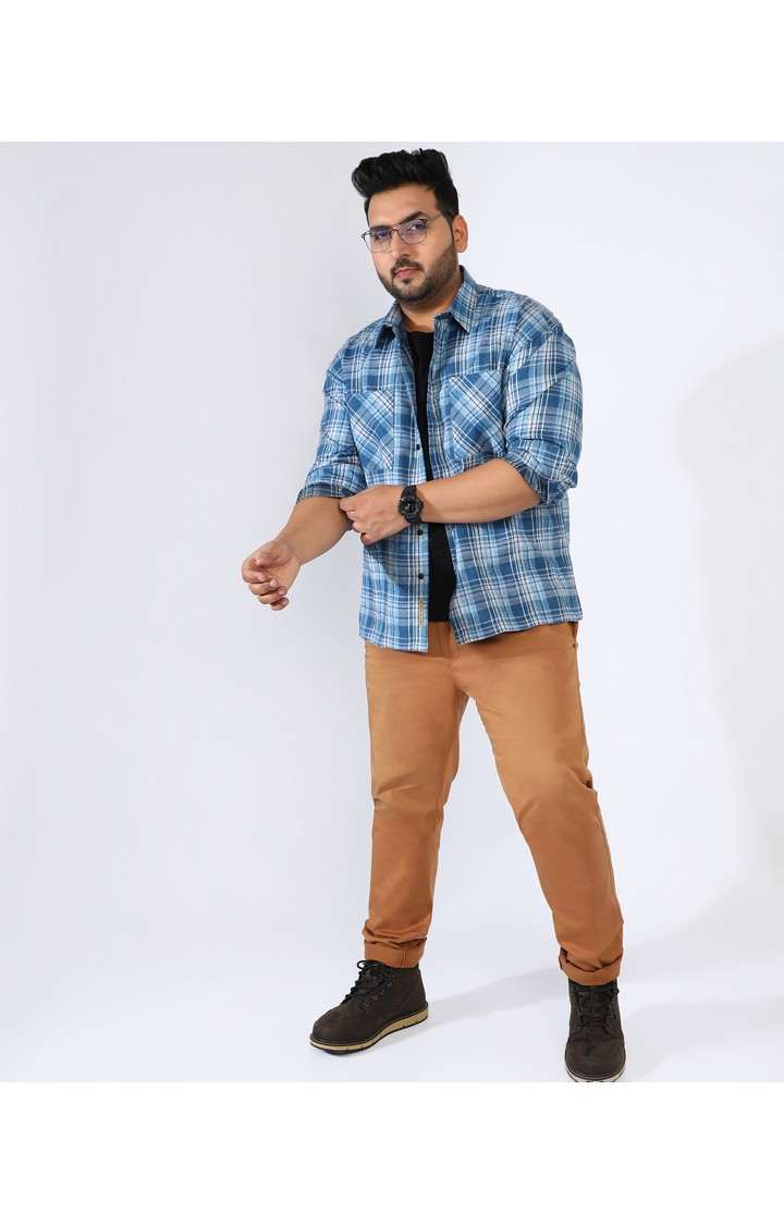 Men's Blue Checked Casual Shirts
