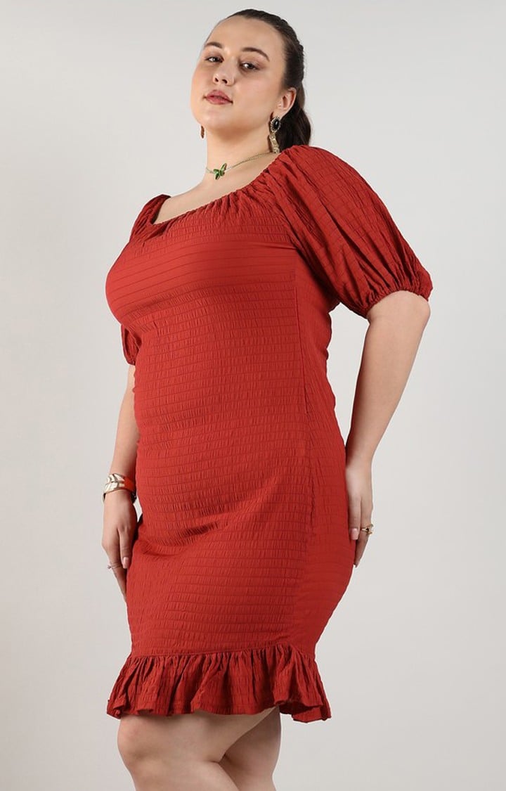 Women's Red Solid Dresses