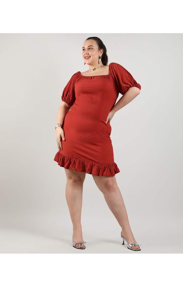 Women's Red Solid Dresses