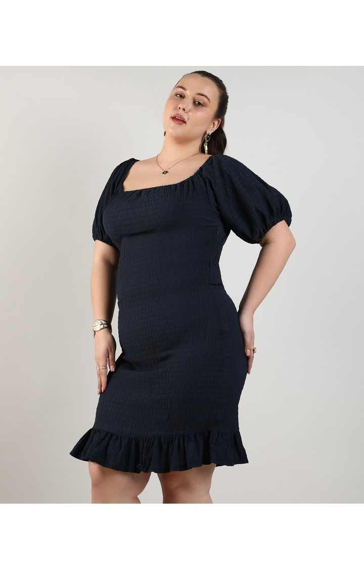 Women's Blue Solid Dresses