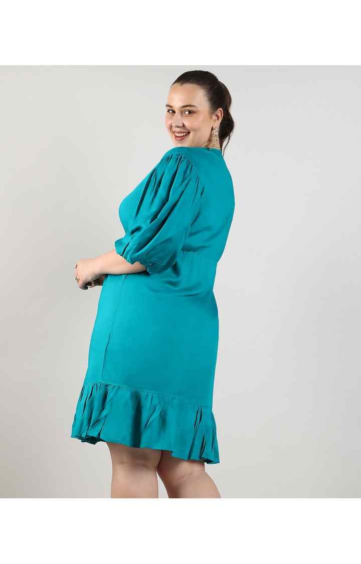 Women's Blue Solid Dresses