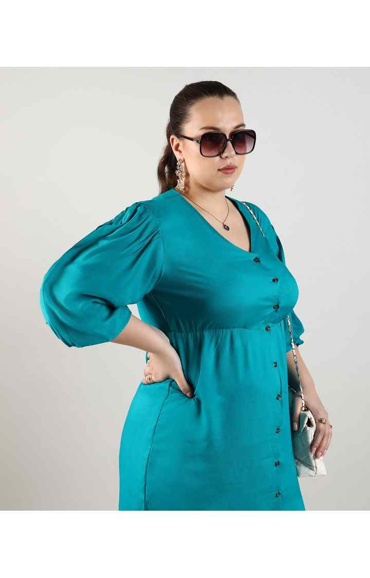 Women's Blue Solid Dresses