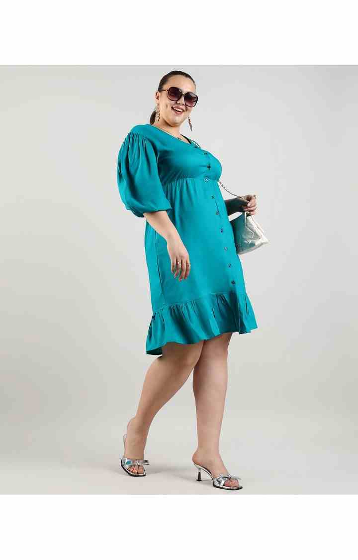 Women's Blue Solid Dresses