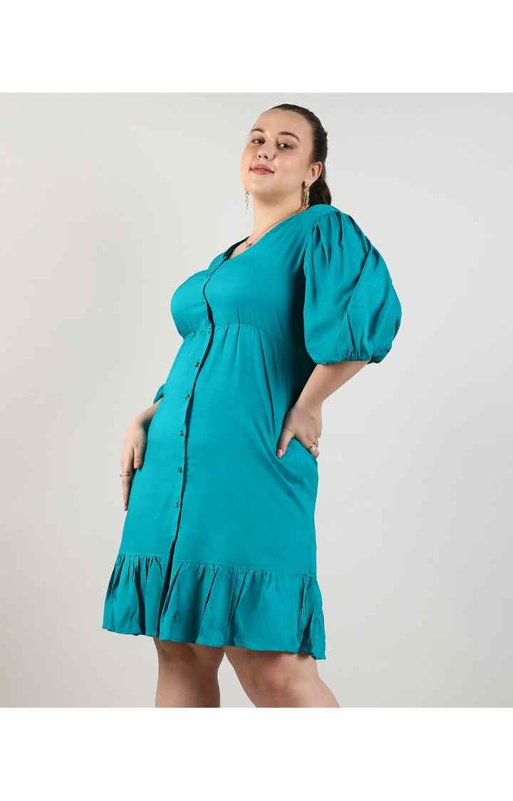 Women's Blue Solid Dresses