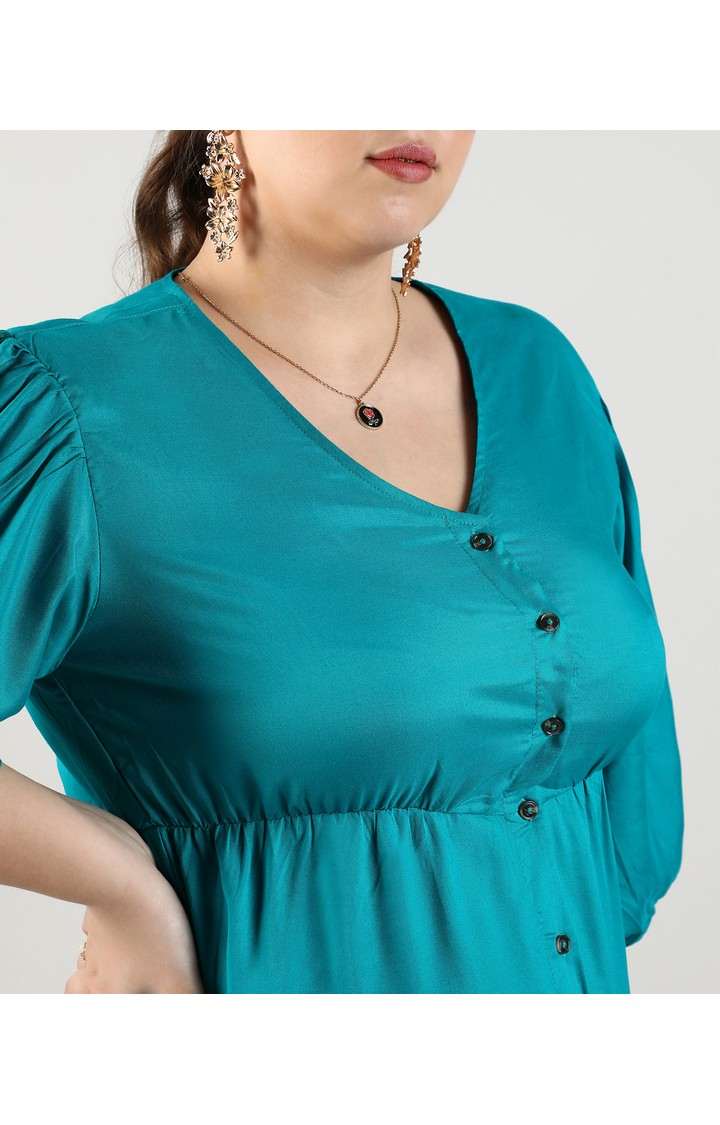 Women's Blue Solid Dresses