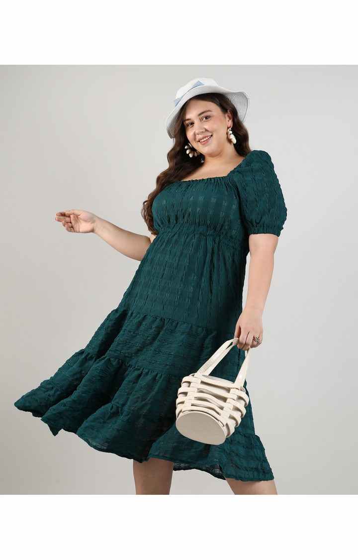 Women's Green Solid Dresses