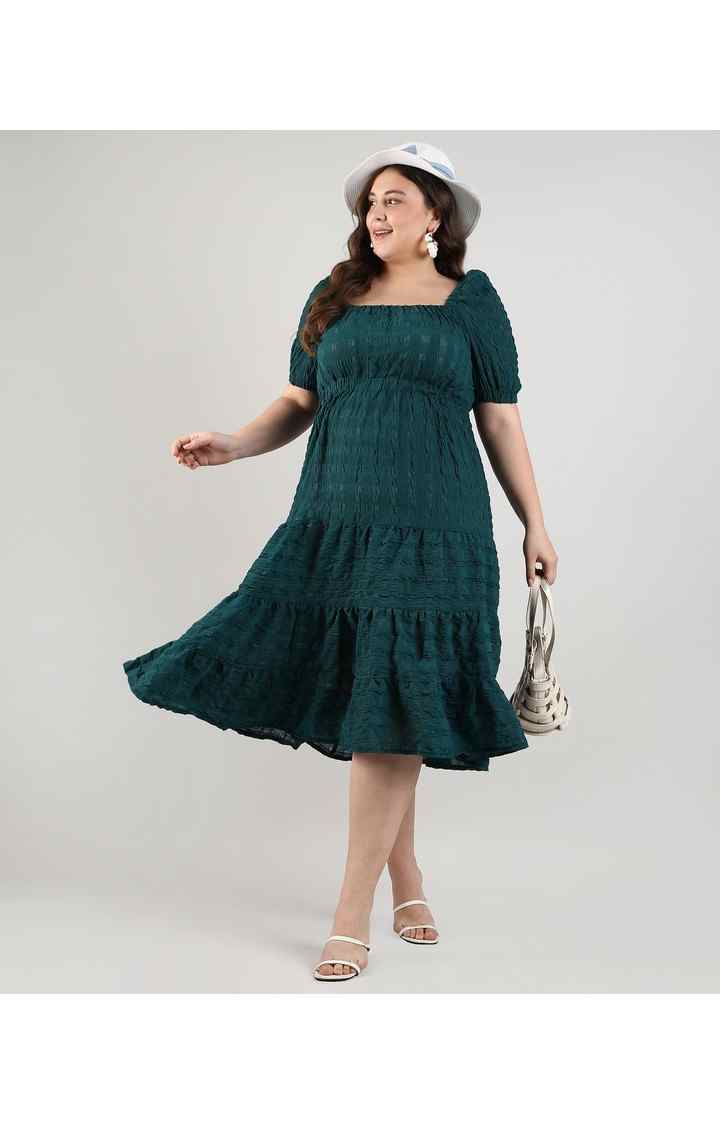 Women's Green Solid Dresses