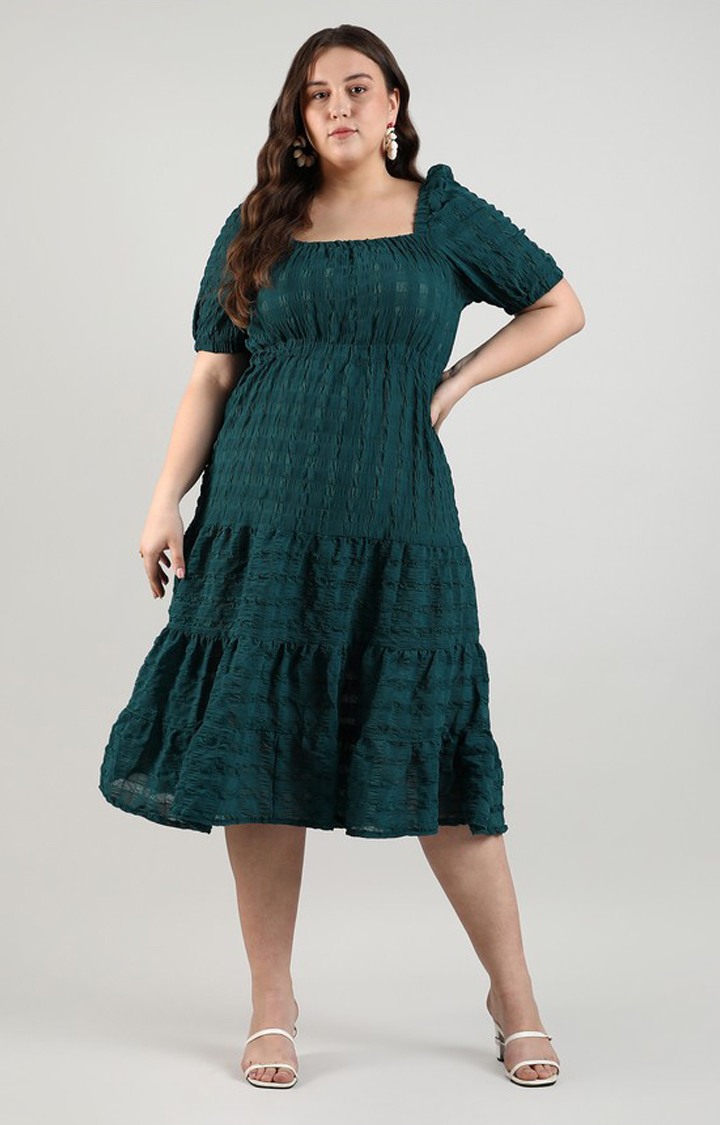 Women's Green Solid Dresses