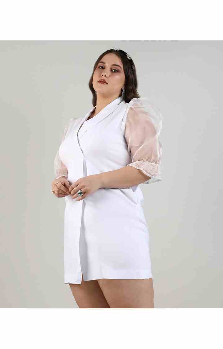 Women's White Solid Dresses
