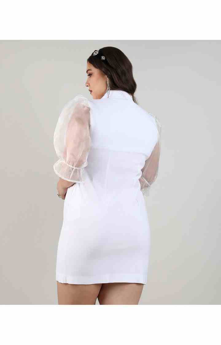 Women's White Solid Dresses