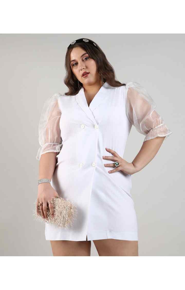 Women's White Solid Dresses
