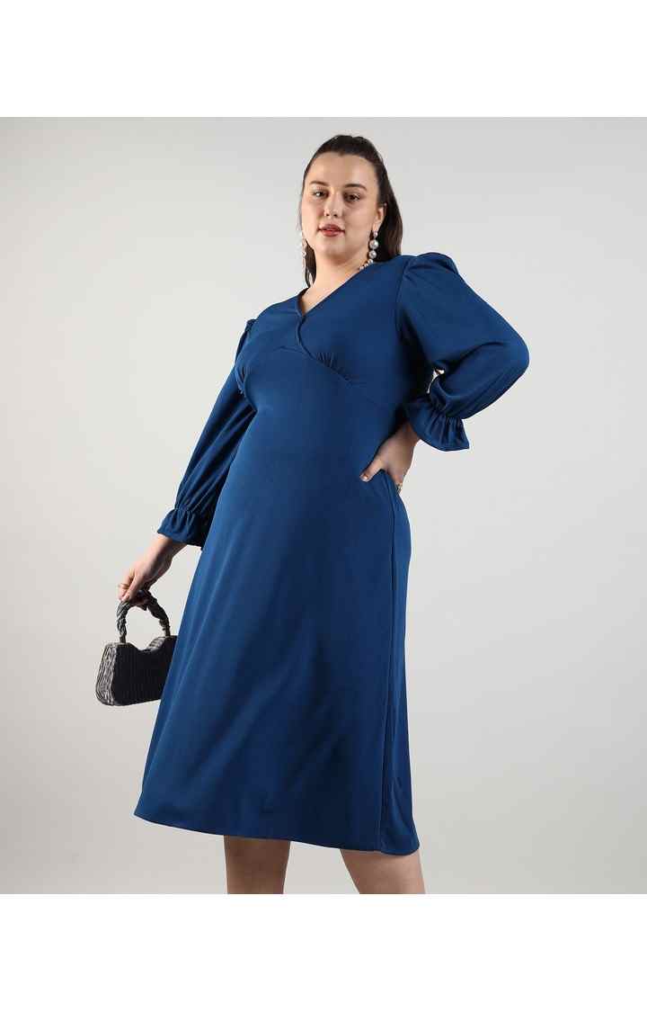 Women's Blue Solid Dresses