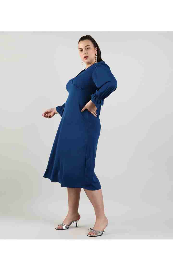 Women's Blue Solid Dresses