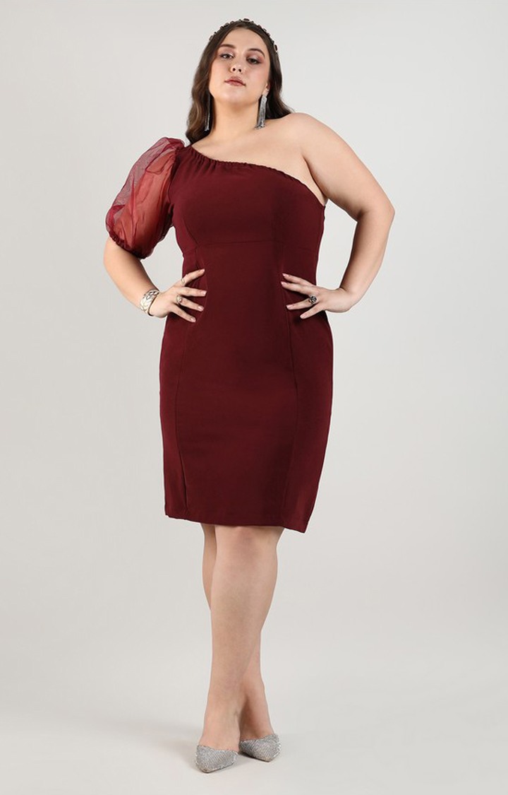 Women's Red Solid Dresses