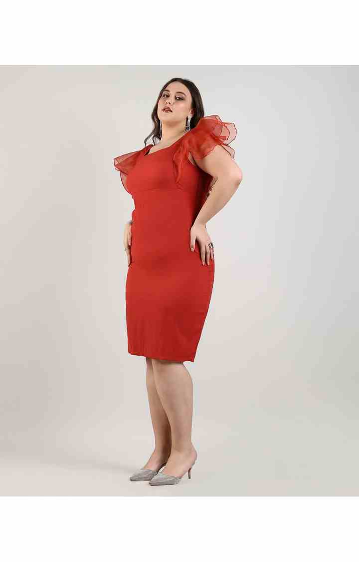 Women's Red Solid Dresses